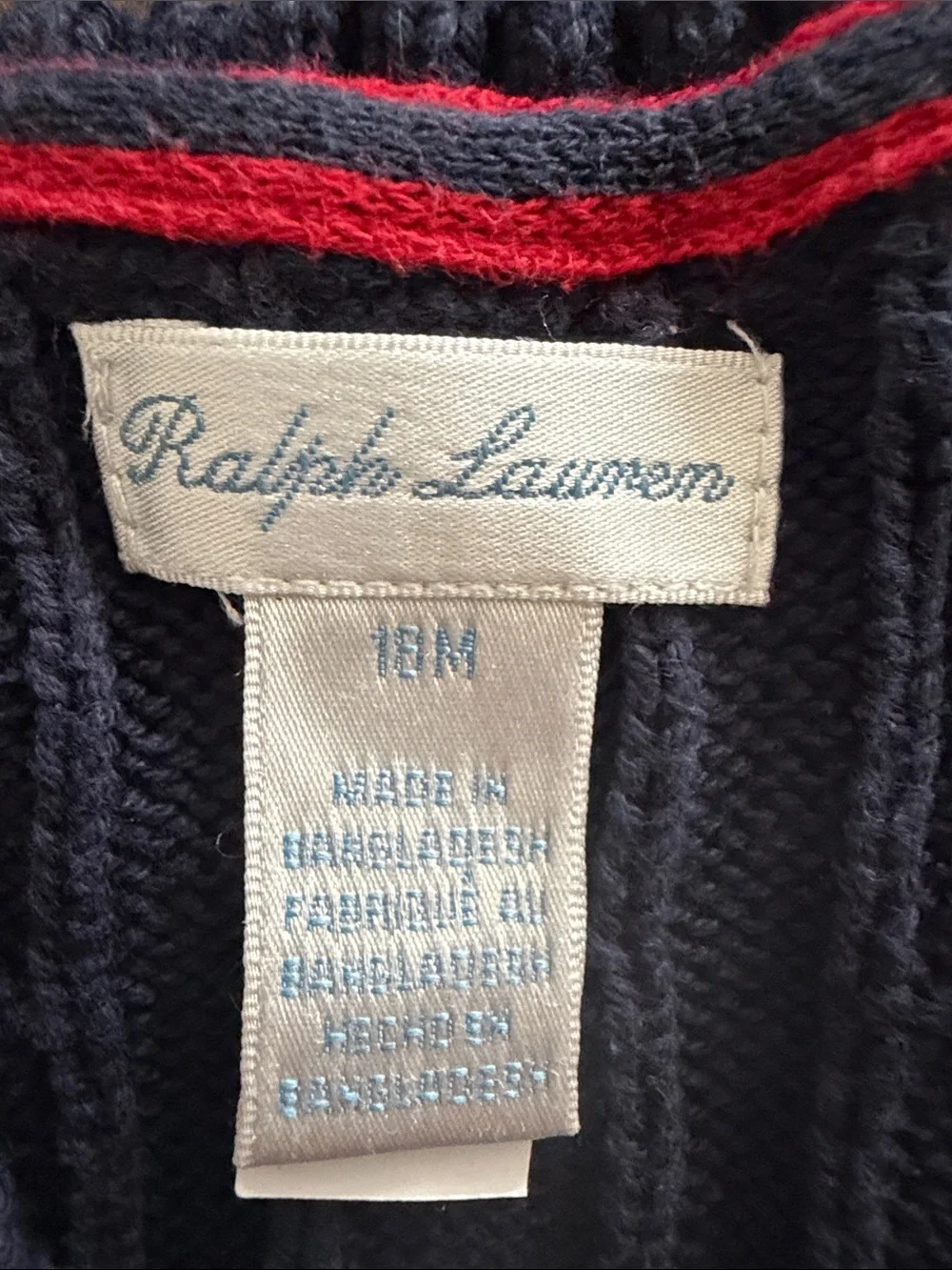 Ralph Lauren Navy Cable-Knit V-Neck vest